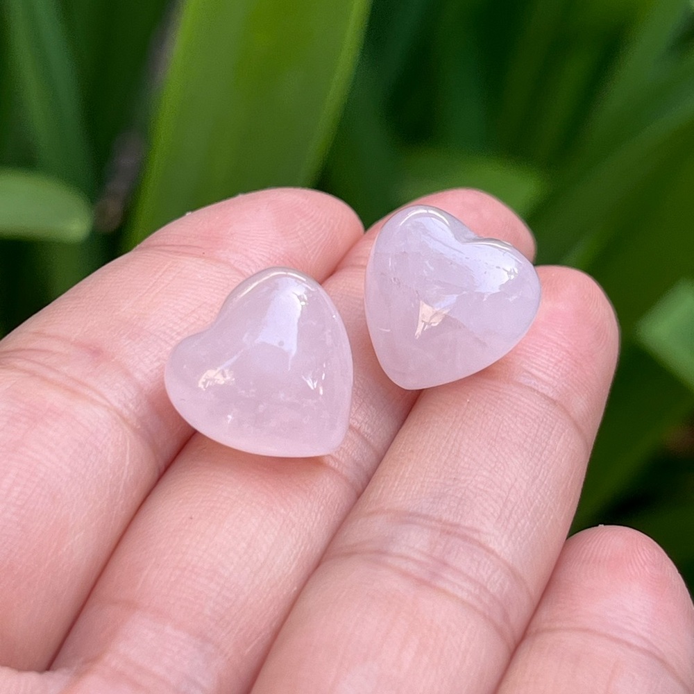 925 silver post Rose quartz heart ear studs